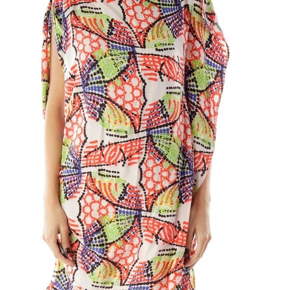 Maria + Cornejo Red Green Blue Printed Shift Dress - Picture 3 of 3